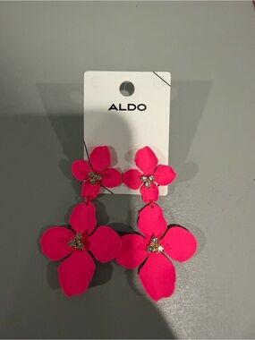 Aldo Hot Pink Floral Drop Earring